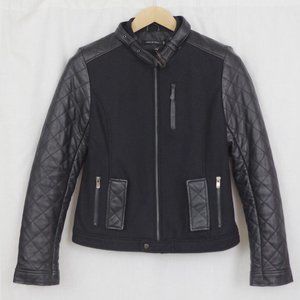 Lamb Leather & Wool Blend Moto Style Jacket by Truth Of Touch Small